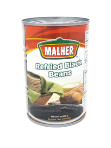 Malher Frijoles Negros Volteados (Refried Black Beans) 15oz