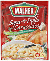 Malher Sopa Sabor a Pollo con Caracolitos (Chicken Flavor and Macarroni Shells Soup Mix) 60g
